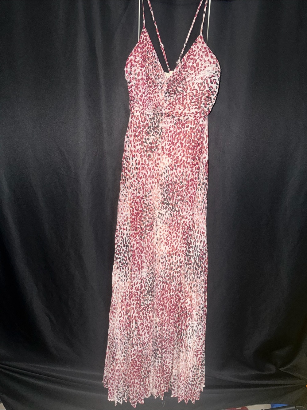 Express Pink Leopard-Print Spaghetti Strap Maxi Dress